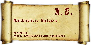 Matkovics Balázs névjegykártya
