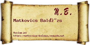 Matkovics Balázs névjegykártya